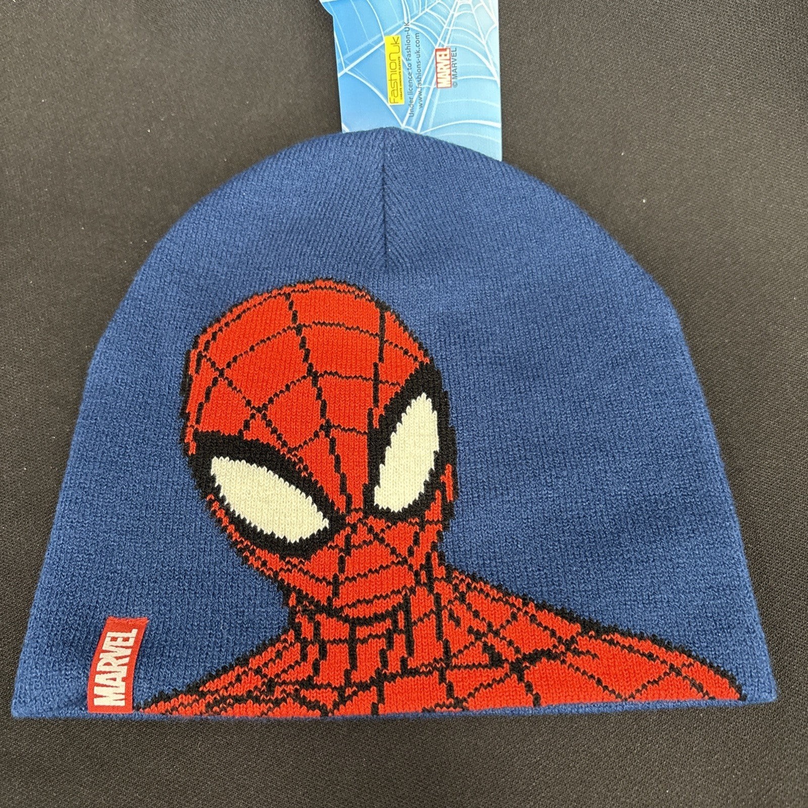 Blue Marvel Spiderman Face Kids Beanie 52/54cm