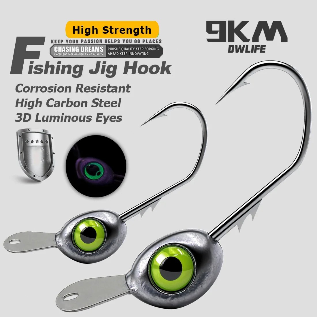 10pcs Shaky Head Jigs Hook with Front Tongue Plate 3.5-10g Keeper for Weedless