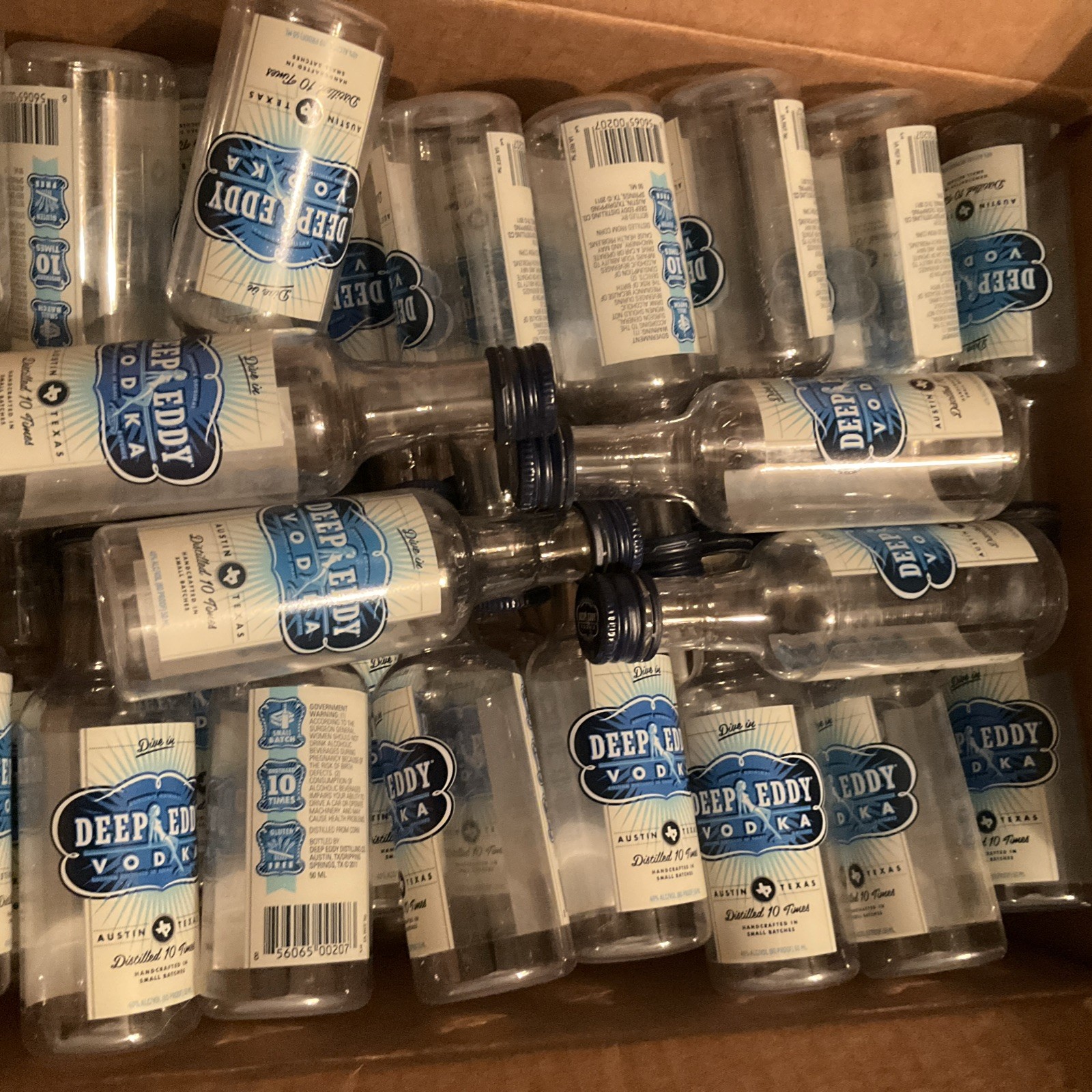 50 Empty DEEP EDDY Vodka  Mini Liquor Bottles 4.5" x 1.25"