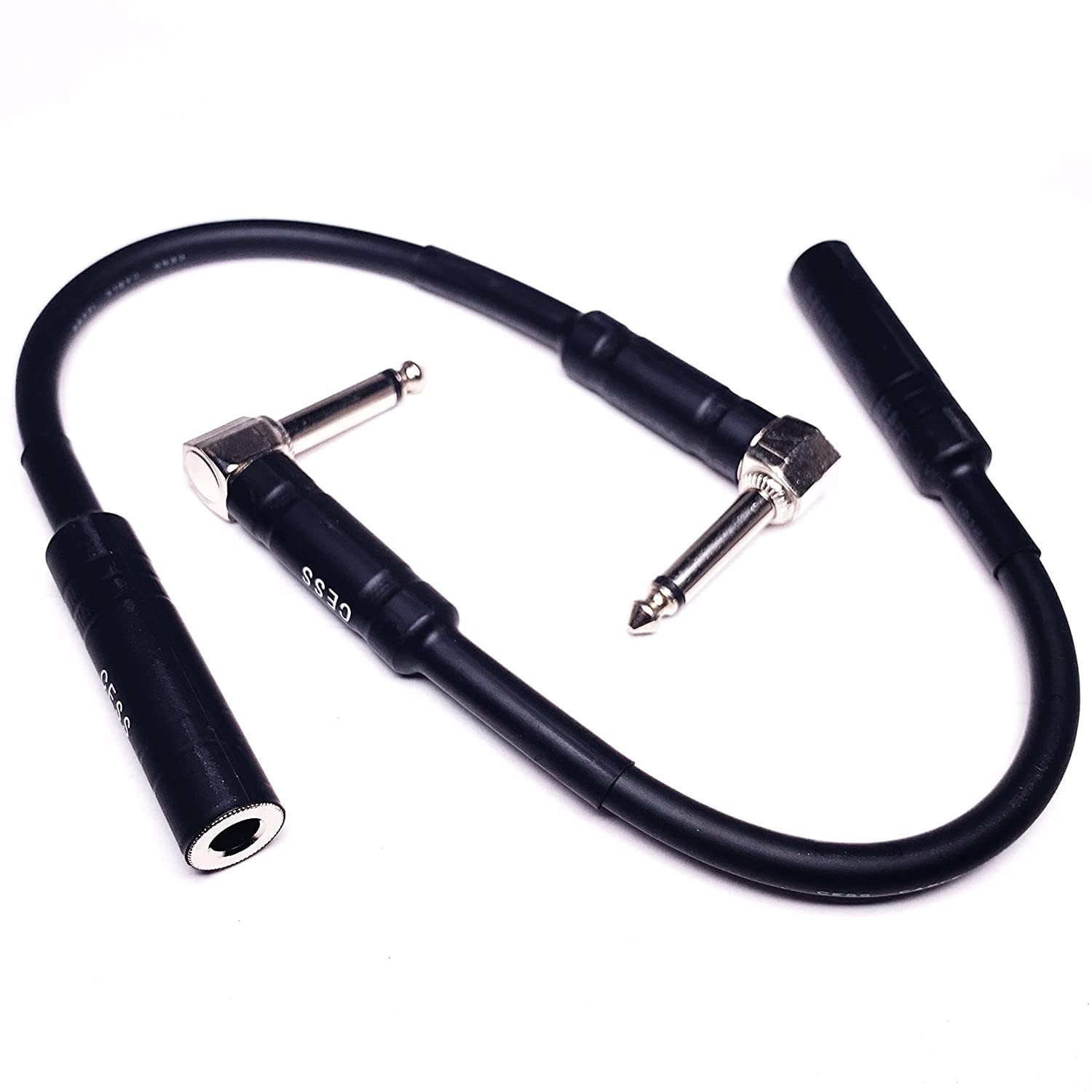 CESS-090 Low-Noise Right Angle 1/4 TS Male to Female Guitar Extension Cable 2 P