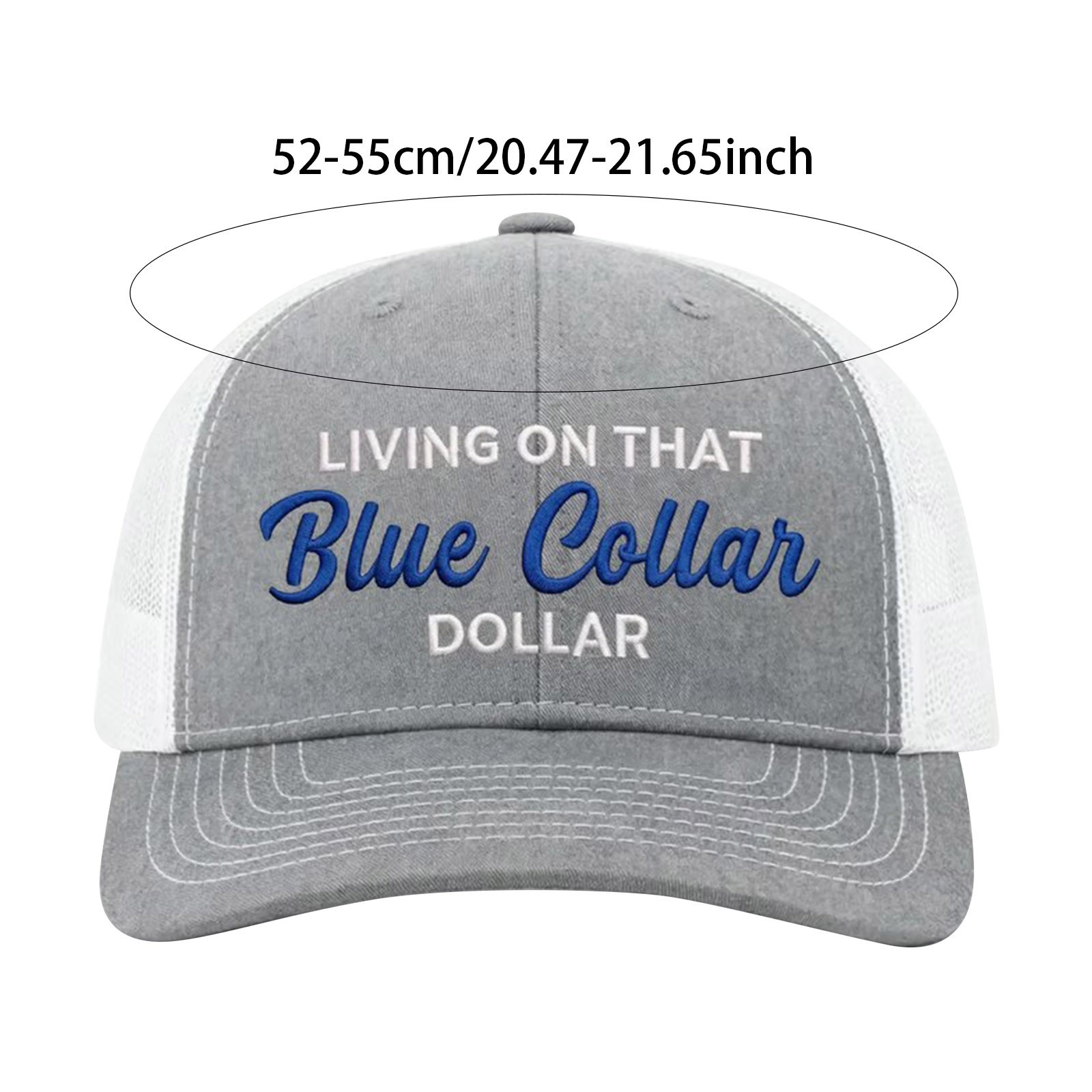 New - Blue Collar Dollar Trucker Hat, Collar Breathable Mesh Trucker Hat for Men