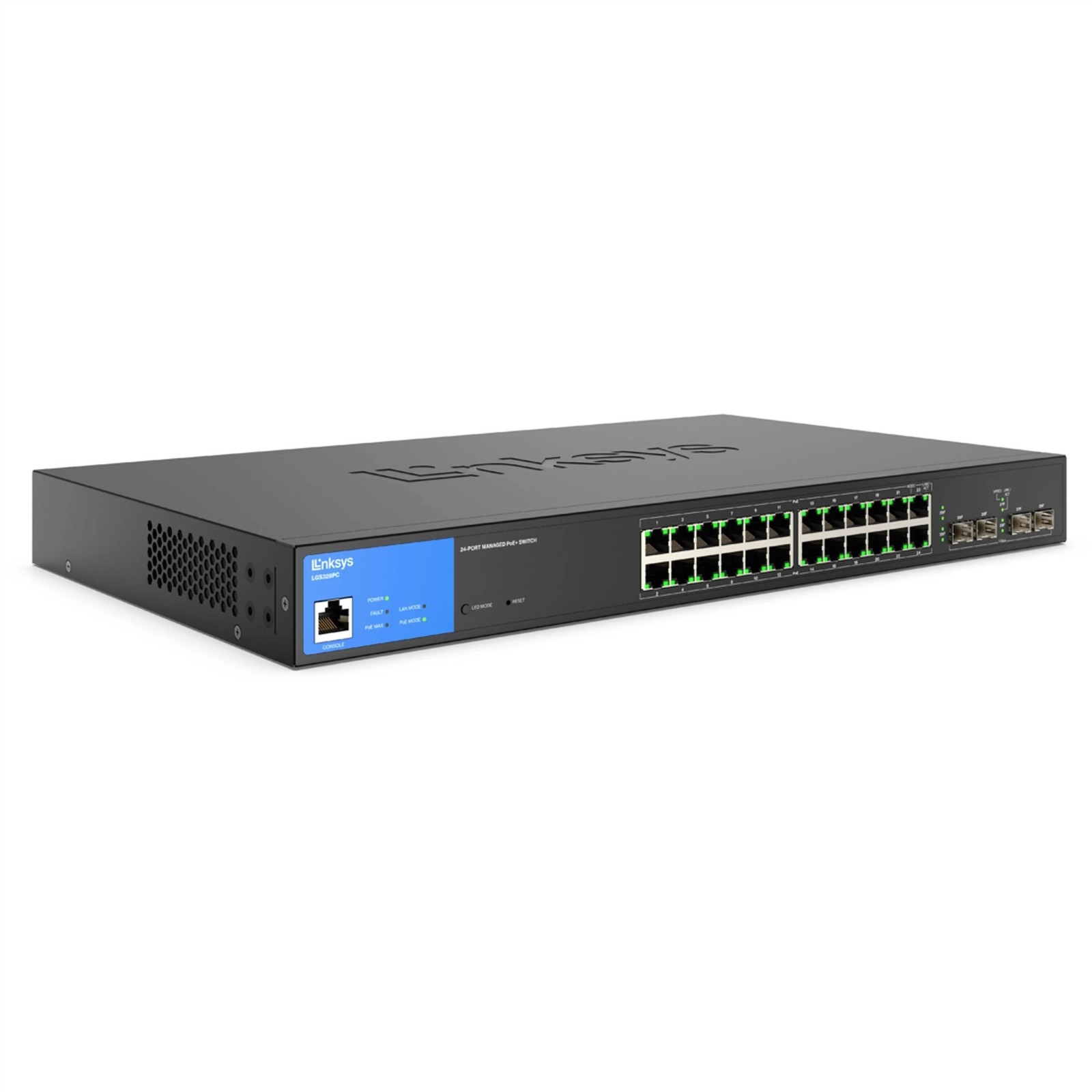 Linksys LGS328PC 24-Port Managed Gigabit PoE+ w/ 4x 1G SFP Uplinks Grade A