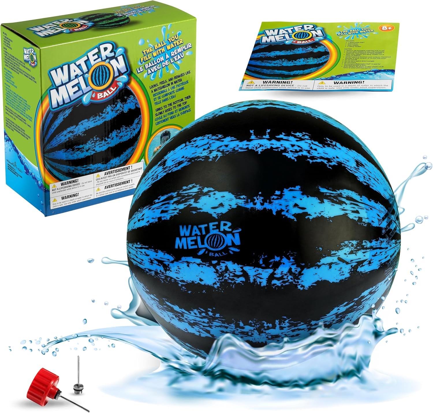 9 Inch Blue Water Filled Watermelon Pool Ball