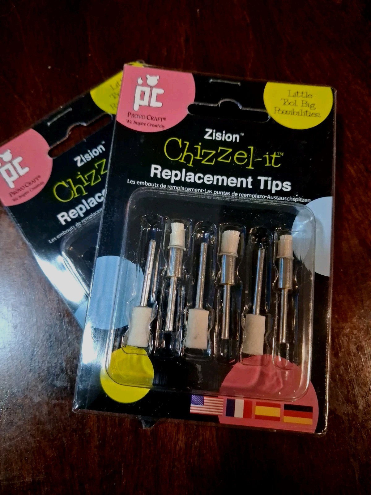 Provo Craft Zision CHIZZEL-IT Replacement Tips Buffing (3) & Brush (3) - 2 Packs