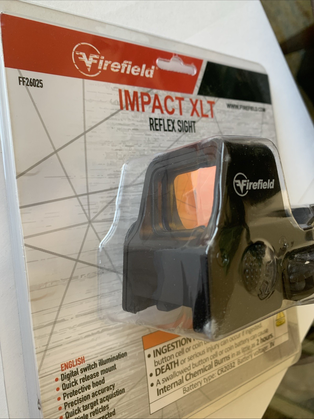 Firefield Impact XLT Reflex Sight, Black, Quick Release Mount, Red- 4 Reticle O