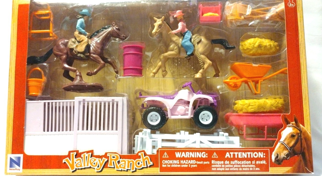 New 2019 NewRay Valley Ranch Horse Farm Playset Pink 4 Wheeler AB