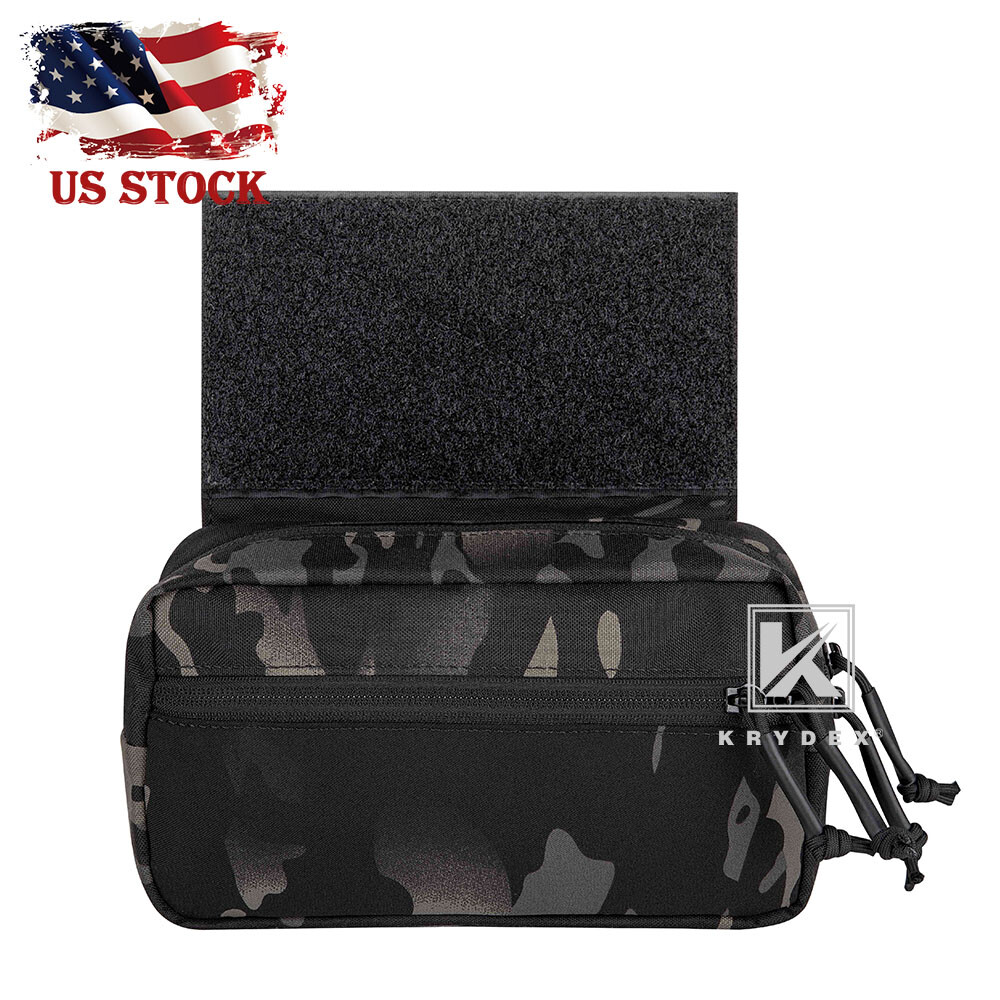 KRYDEX Tactical Drop Pouch SACK Chassis Hook & Loop For Chest Rig Black MC Camo