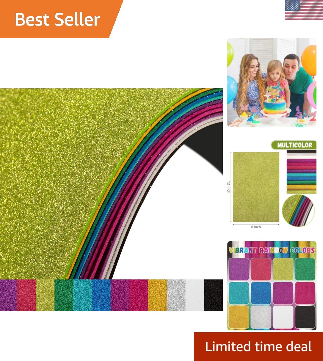 12 Pack Glitter Foam Sheets (7.9x11.8in) – Sparkling Crafting Essentials