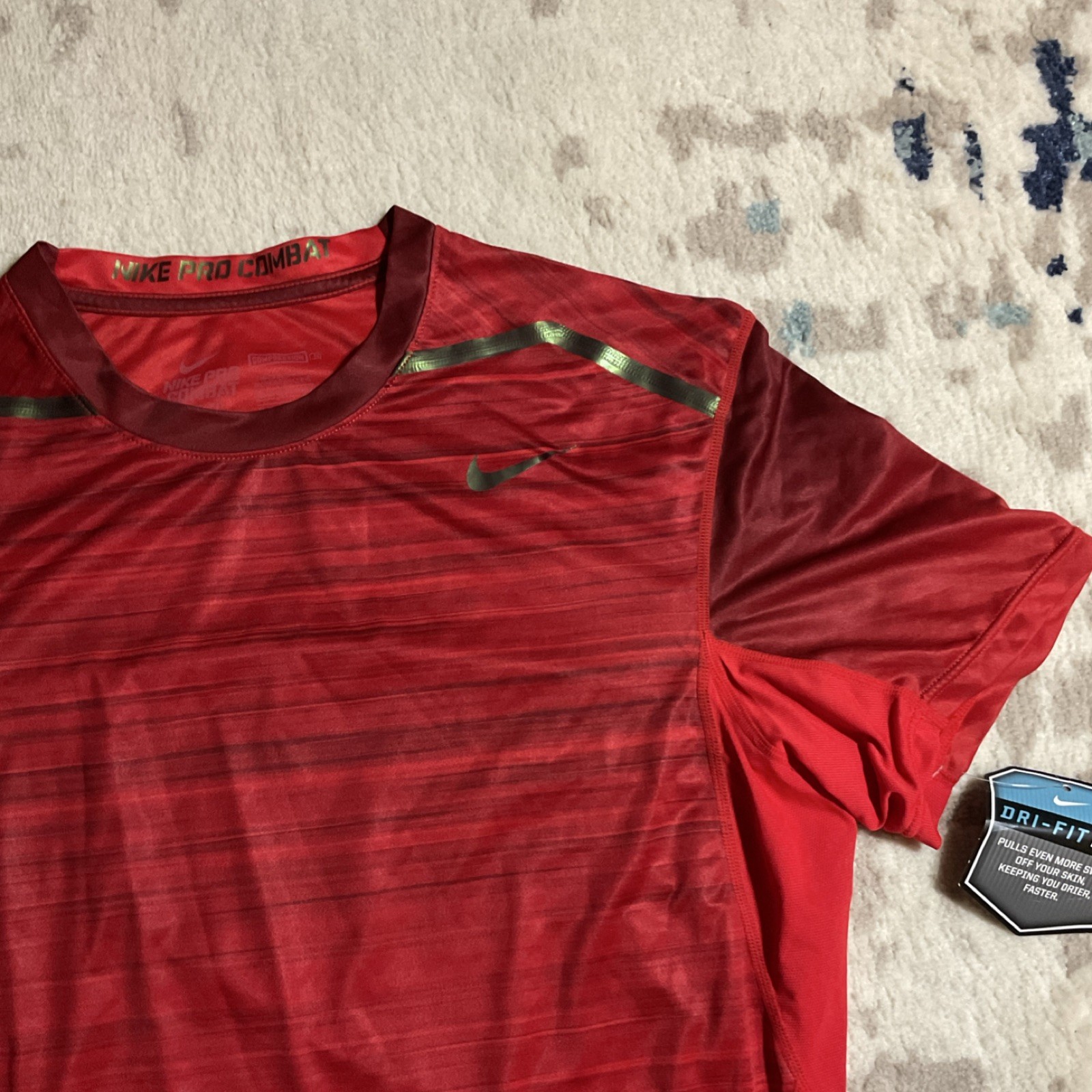 Nike Pro Combat Dri-FIT Compression Shirt Red Men's Size XL Short Sleeve