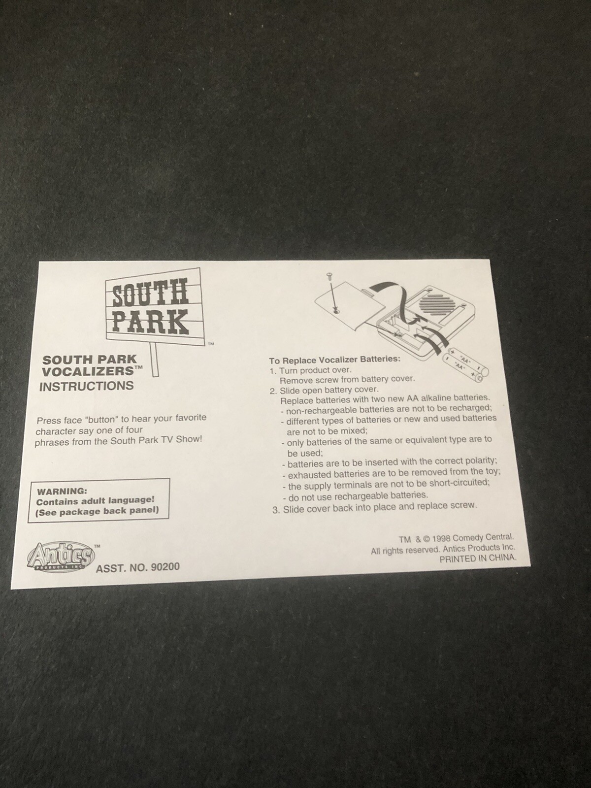 south park vocalizer instructions Insert