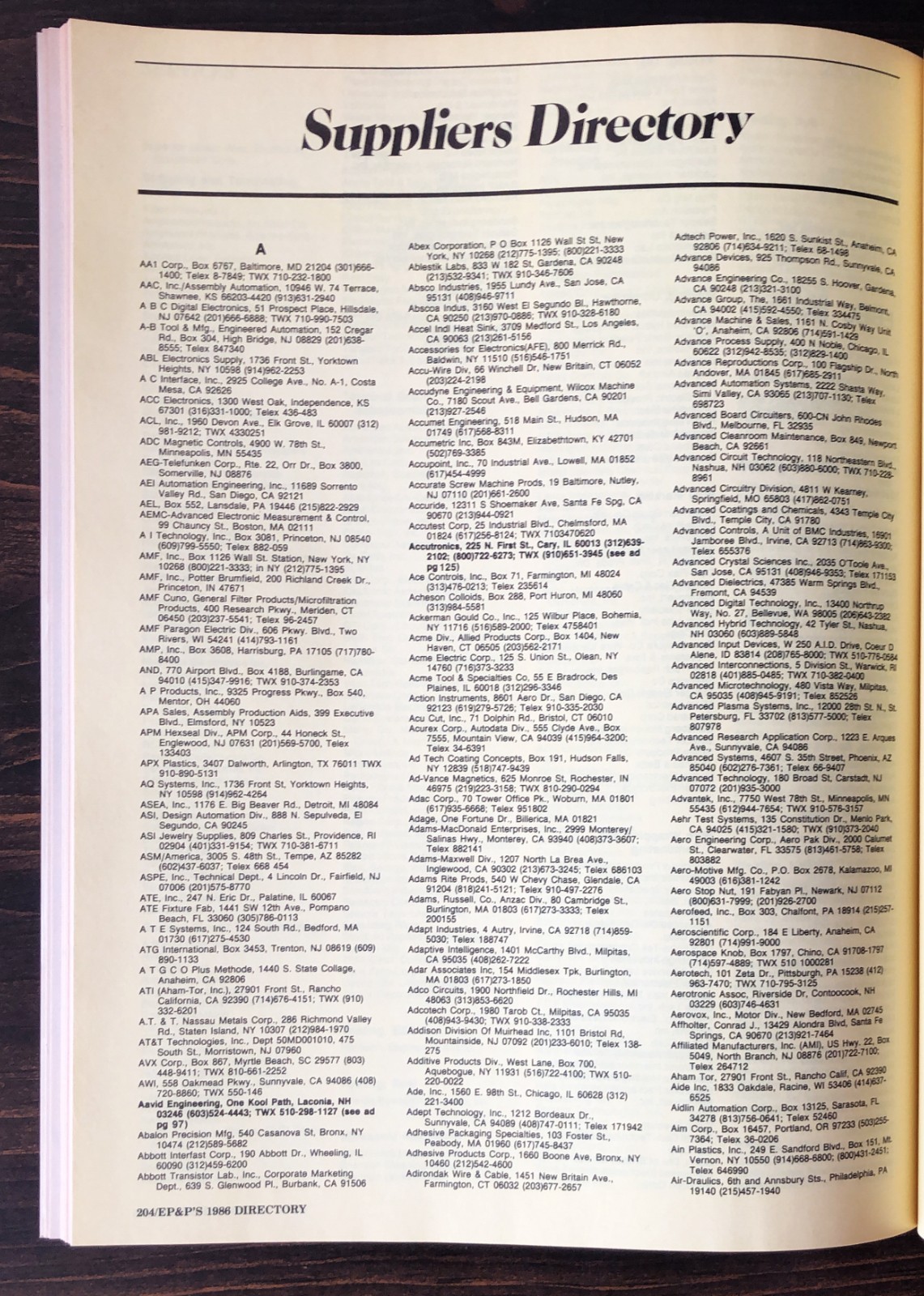 1986 Suppliers Directory by Electronic Packaging & Production