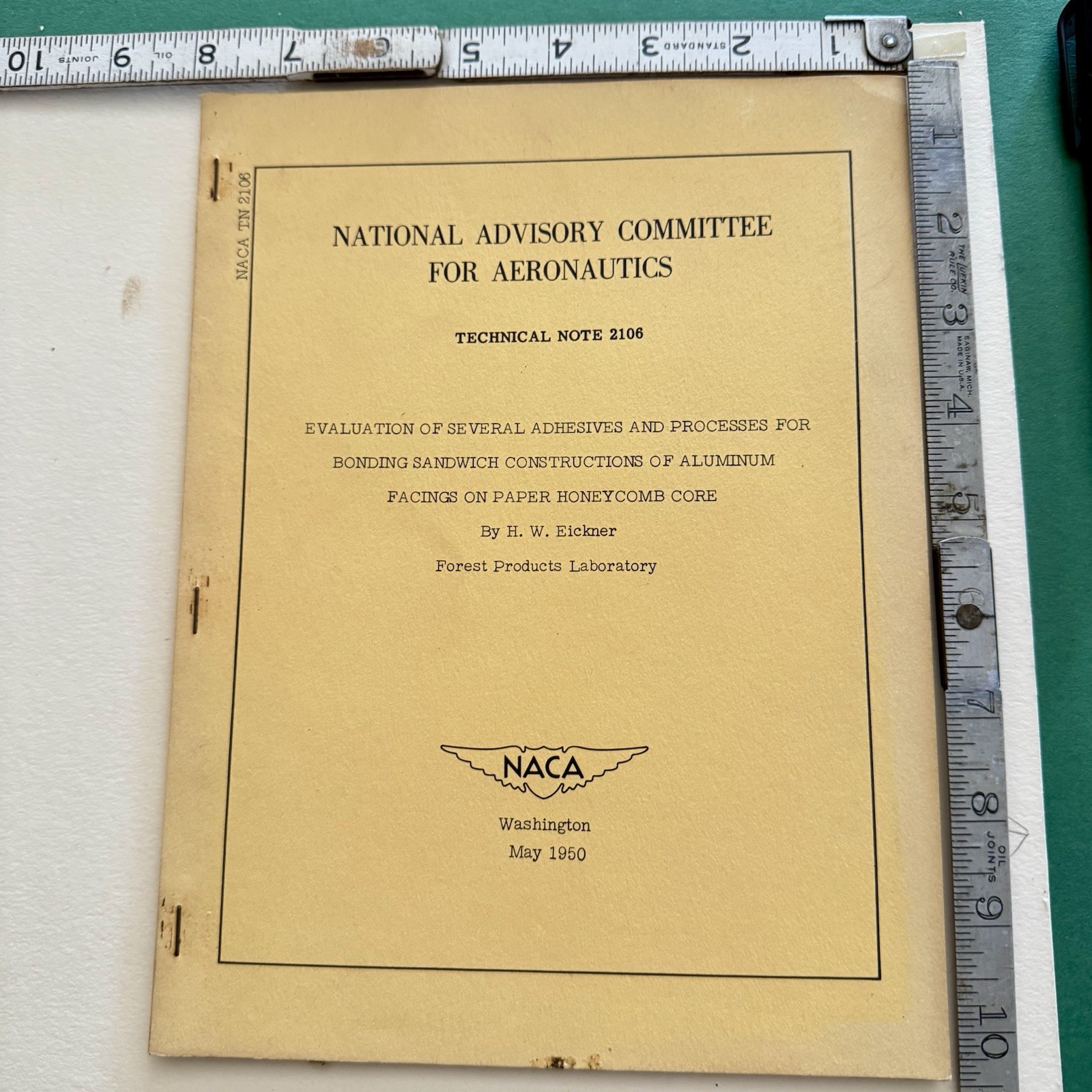 NACA Technical Note 2106 May 1950 By H. W. Eickner Sandwich Constructions (NASA)