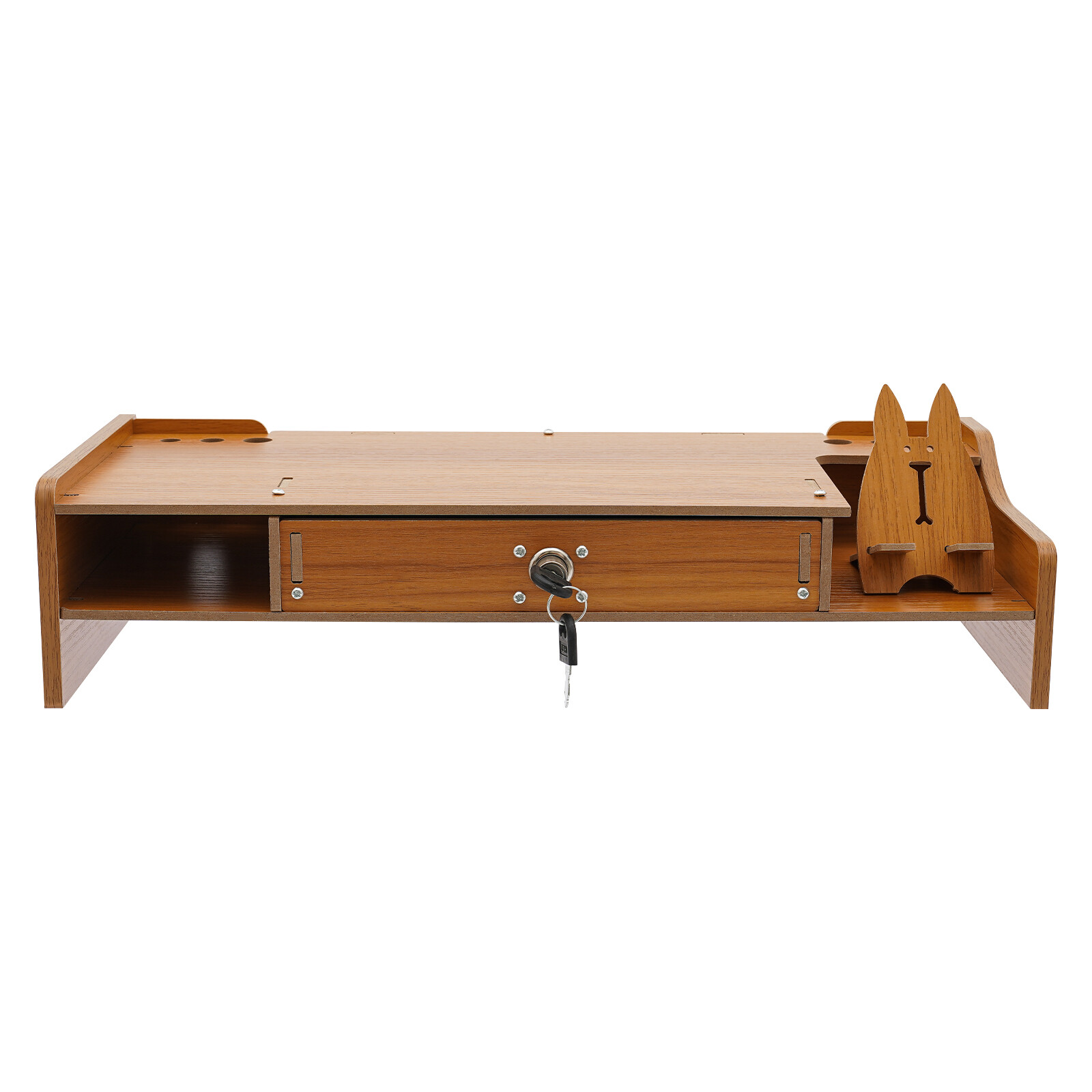 Monitor Stand Riser, Computer Laptop Riser Shelf with Lockable Organizer Drawers
