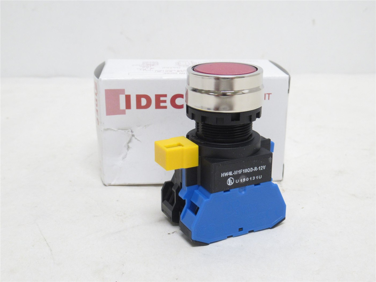 240246 New In Box; Idec HW4L-M1F10QD-R-12V Illuminated Push-Button; Red; 240V