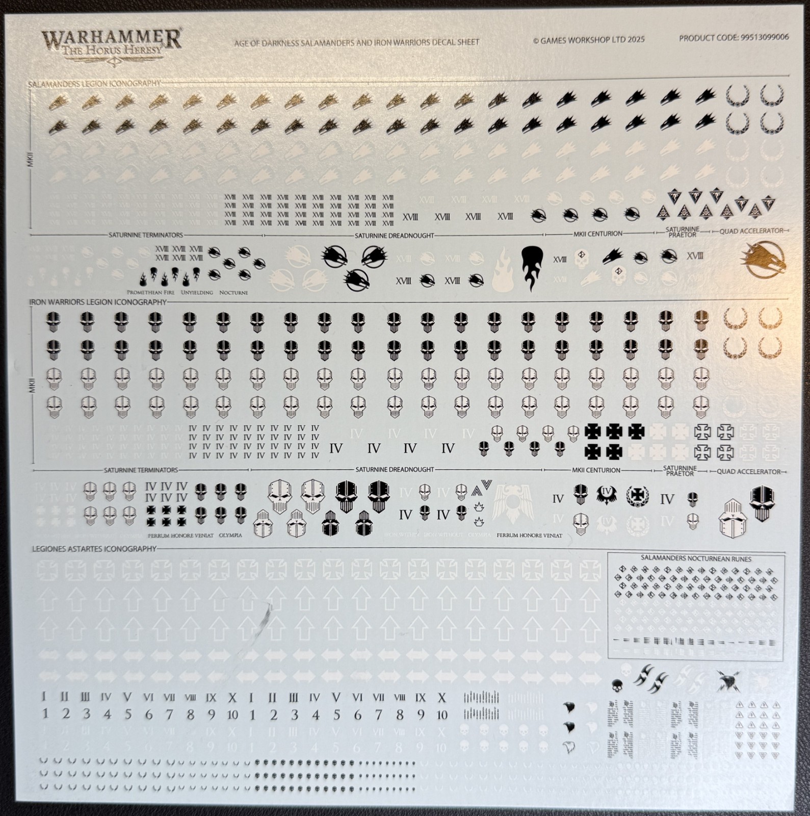 Horus Heresy Salamanders Iron Warriors Transfer Sheet Decal Warhammer 30k - (x1)