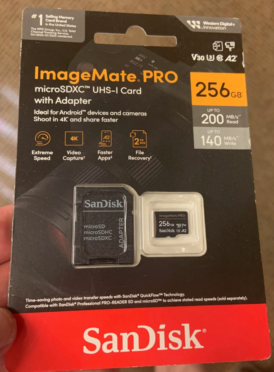 🍎🍎SANDISK 256GB PRO MicroSDXC UHS-I Memory NANO+SD Card Adapter STORAGE🍎🍎