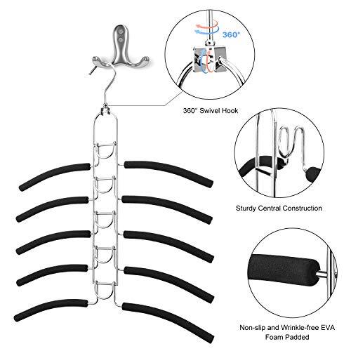 Mastom 2 Pack 5 in 1 Space Saving Hangers Multilayer Metal Clothes Hanger Space