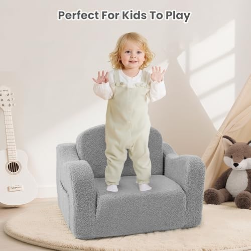 Comfy Toddler Chair & Kids, 2-in-1 Soft Couch Fold Out for Kids, Toddler