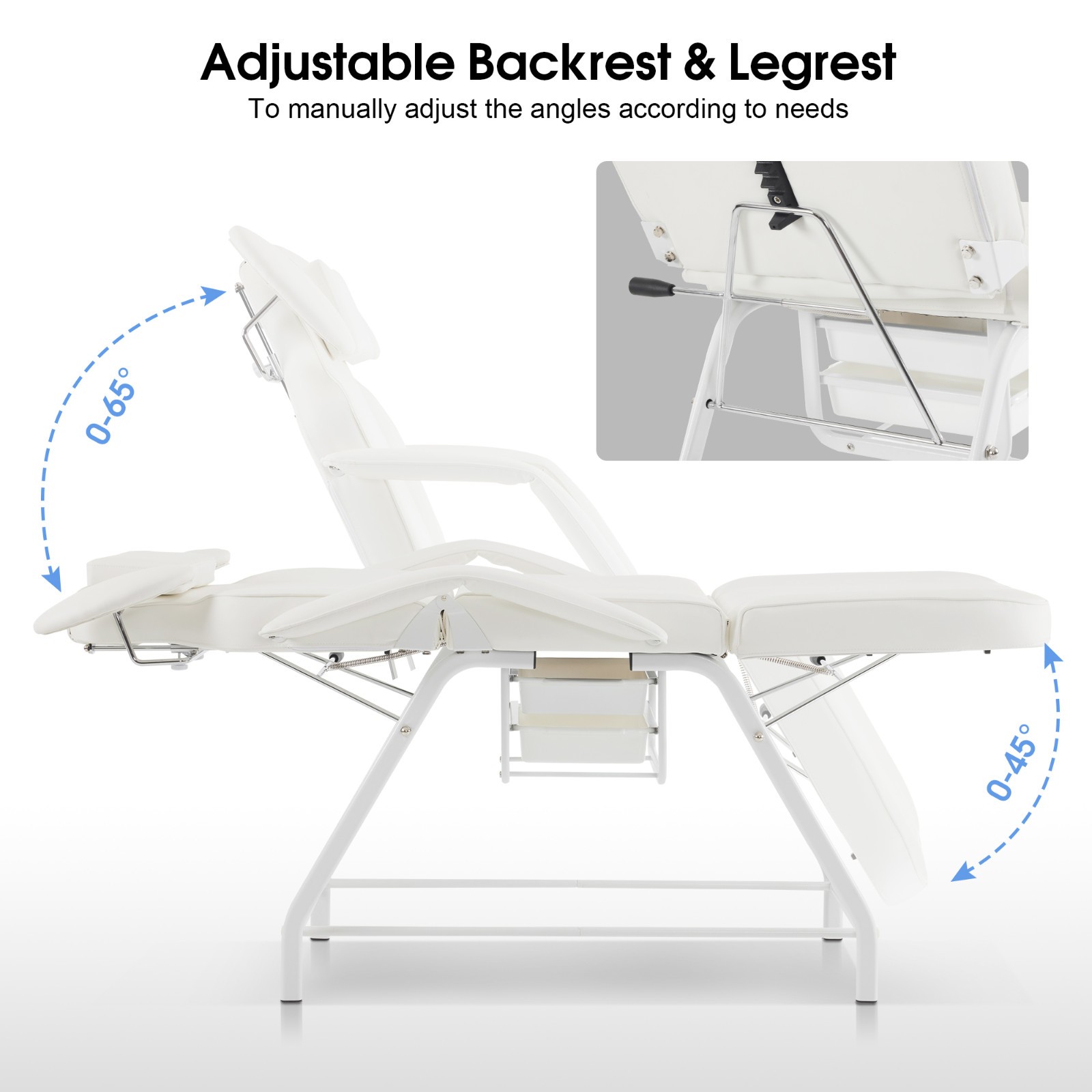 Adjustable esthetician Facial Bed with Storage, Removable Headrest Massage Table