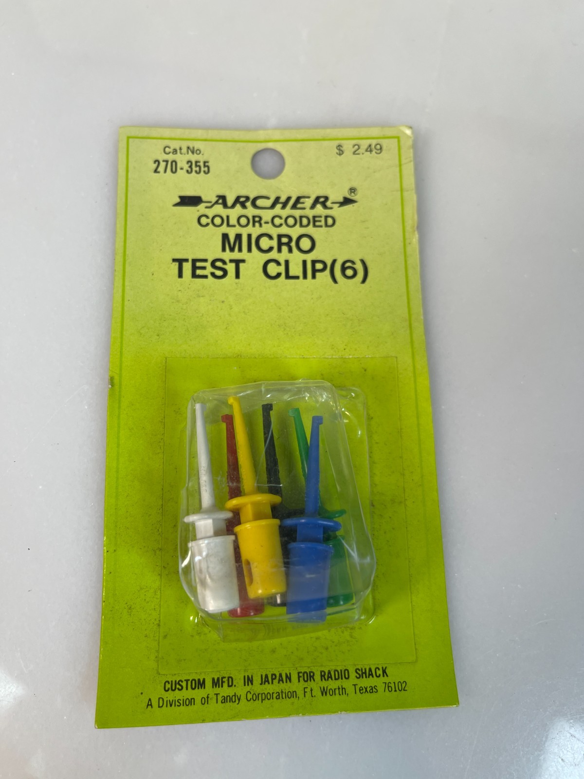 NOS Archer 270-355 Color Coded Micro Test Clip Set of 6 Radio Shack Japan
