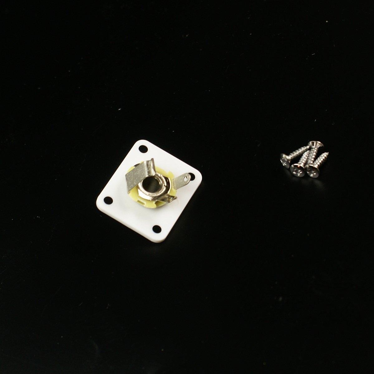 Plastic Plate Guitar Output Jack Socket,Square/White