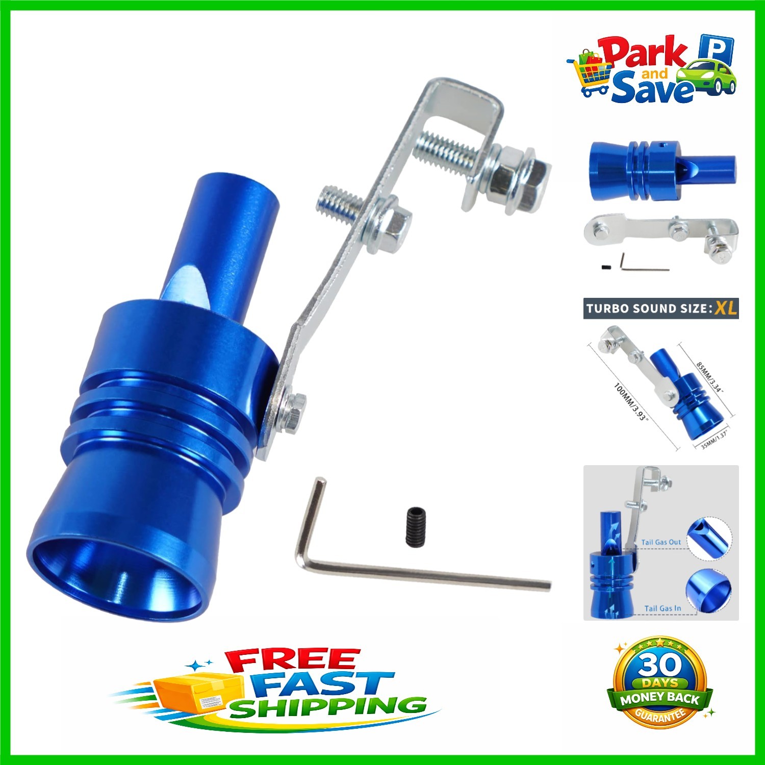 Universal Blue Turbo Sound Whistle - Tailpipe Noise Enhancer for All Vehicles