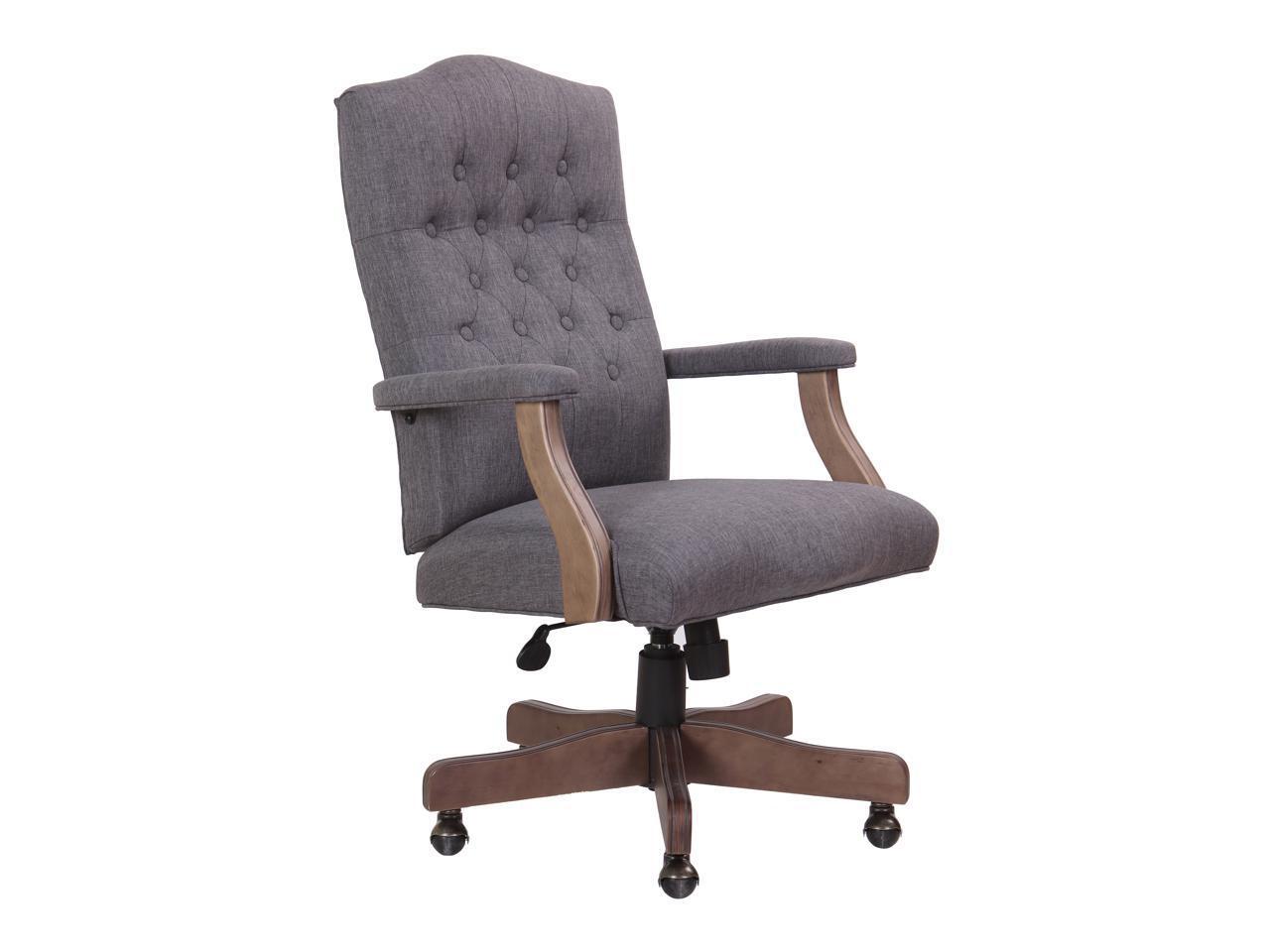 BOSS Executive Slate Grey Commercial Grade Linen Chair With Driftwood Finish Fra