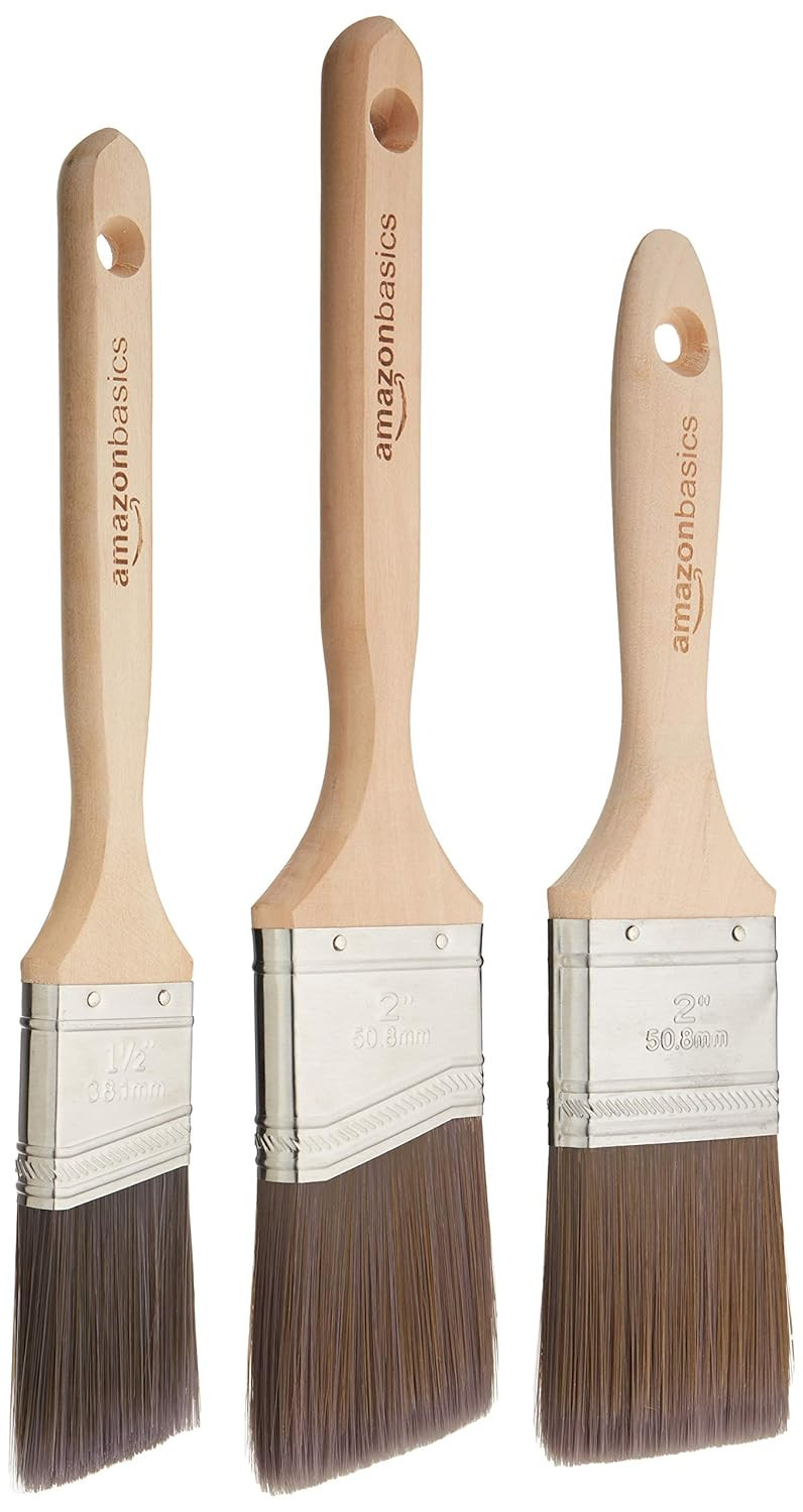 Amazon Basics Master Pro Paint Brush Set Wood Handle - 3 Sized Brushes