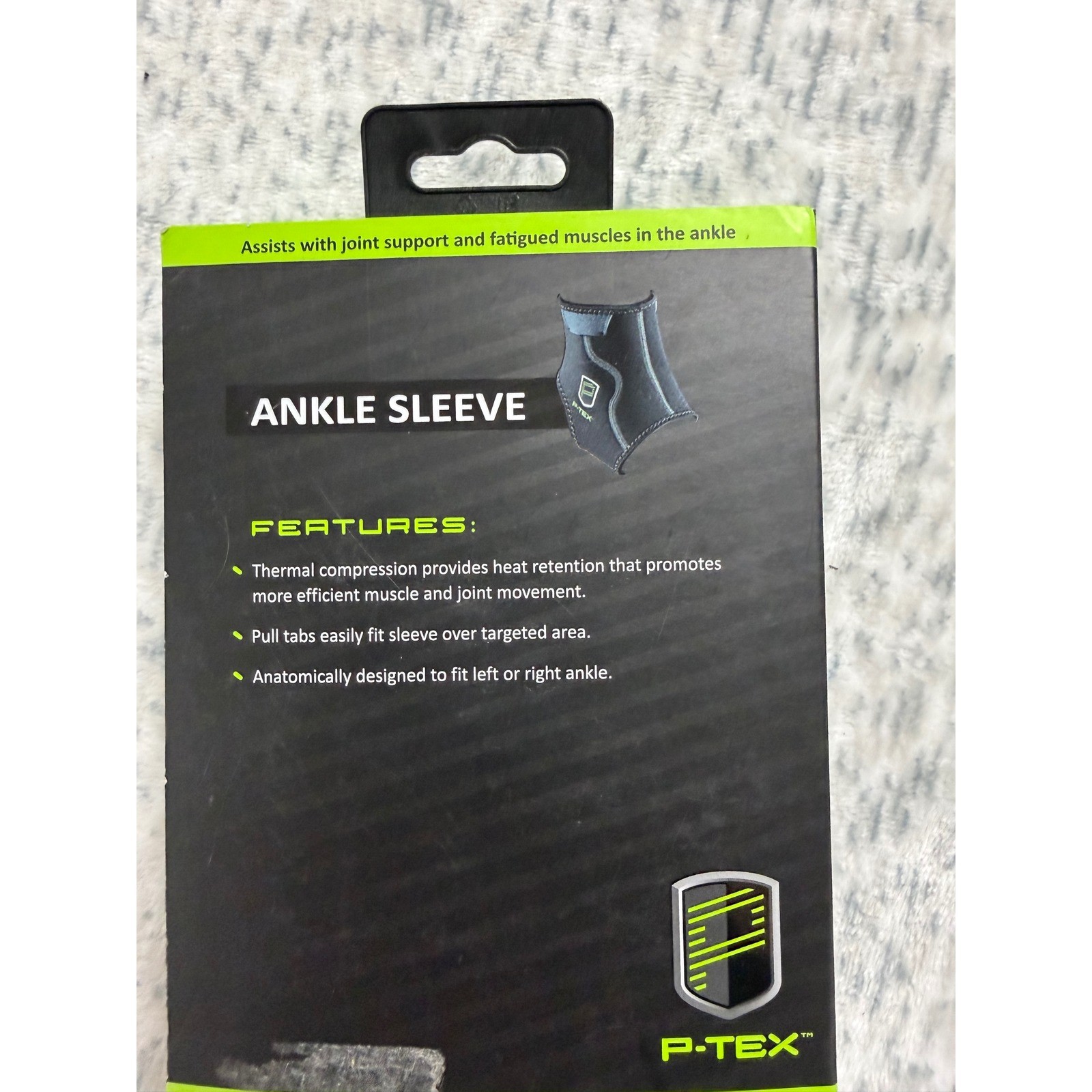 P-TEX Ankle Sleeve Thermal Compression Support Black Small PTXANK01