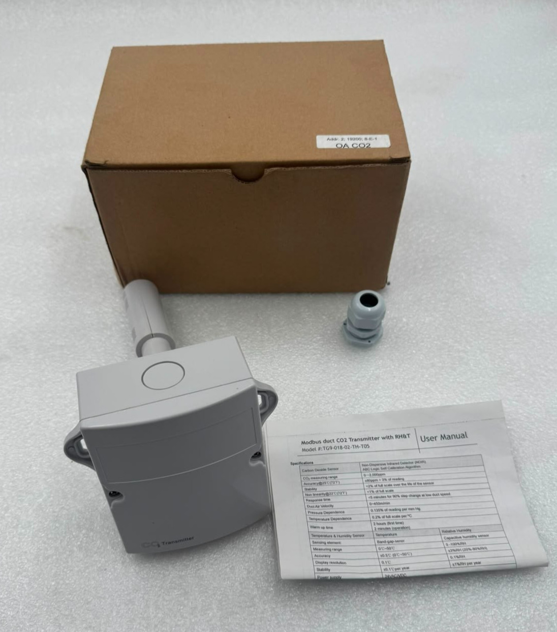 CO2 TRANSMITTER DUCT PROBE CO2 TG9-018-02TH-TO5 TRANSMITTER