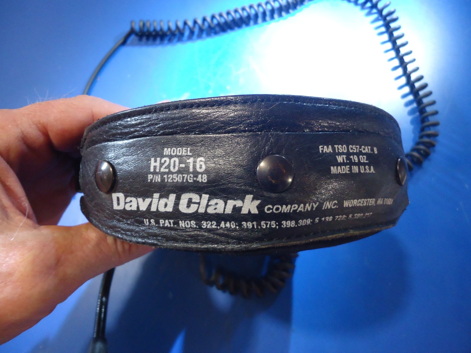David Clark Model H20-16 Pilot Headset Used