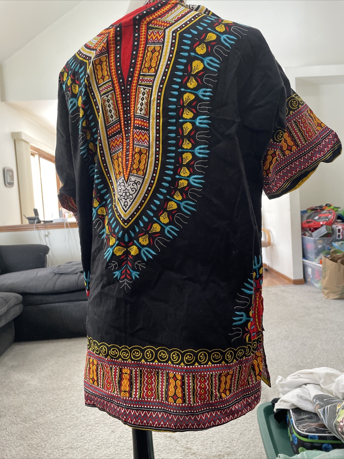 Mama & Papa African Style Dashiki Multi Color Short Sleeve Top Size Medium