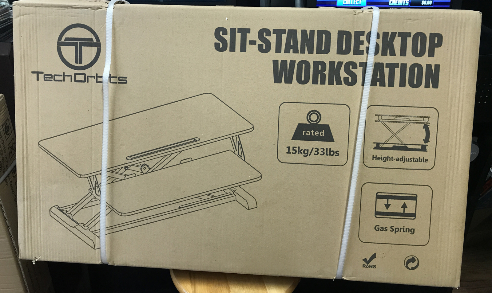 TechOrbits Adjustable Height Wood Gr Adjustable Height Sit Stand Desktop Station
