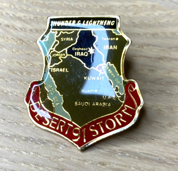 OPERATION DESERT STORM PIN Thunder & Lightning Aries 1991