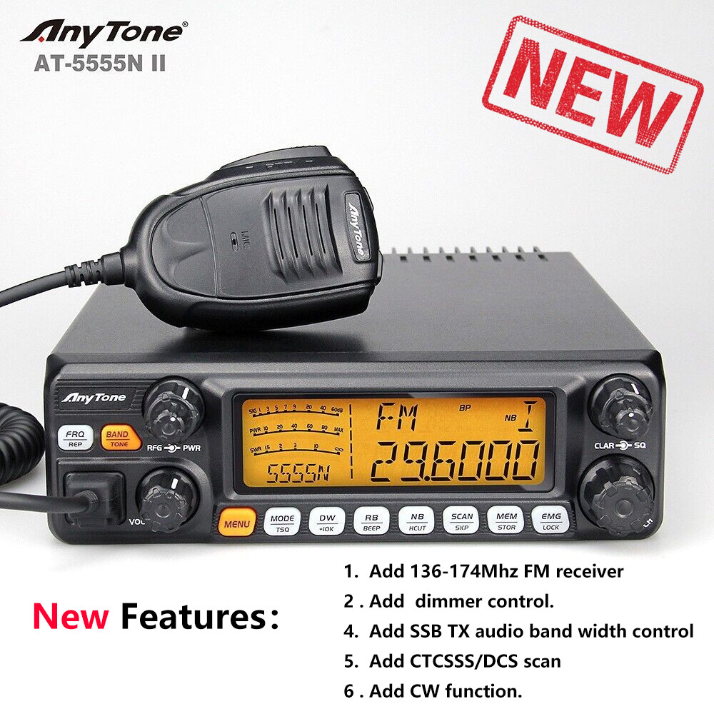 ANYTONE AT-5555N II Mobile Radio AM/FM/SSB Receiver 11m Truck Radio station