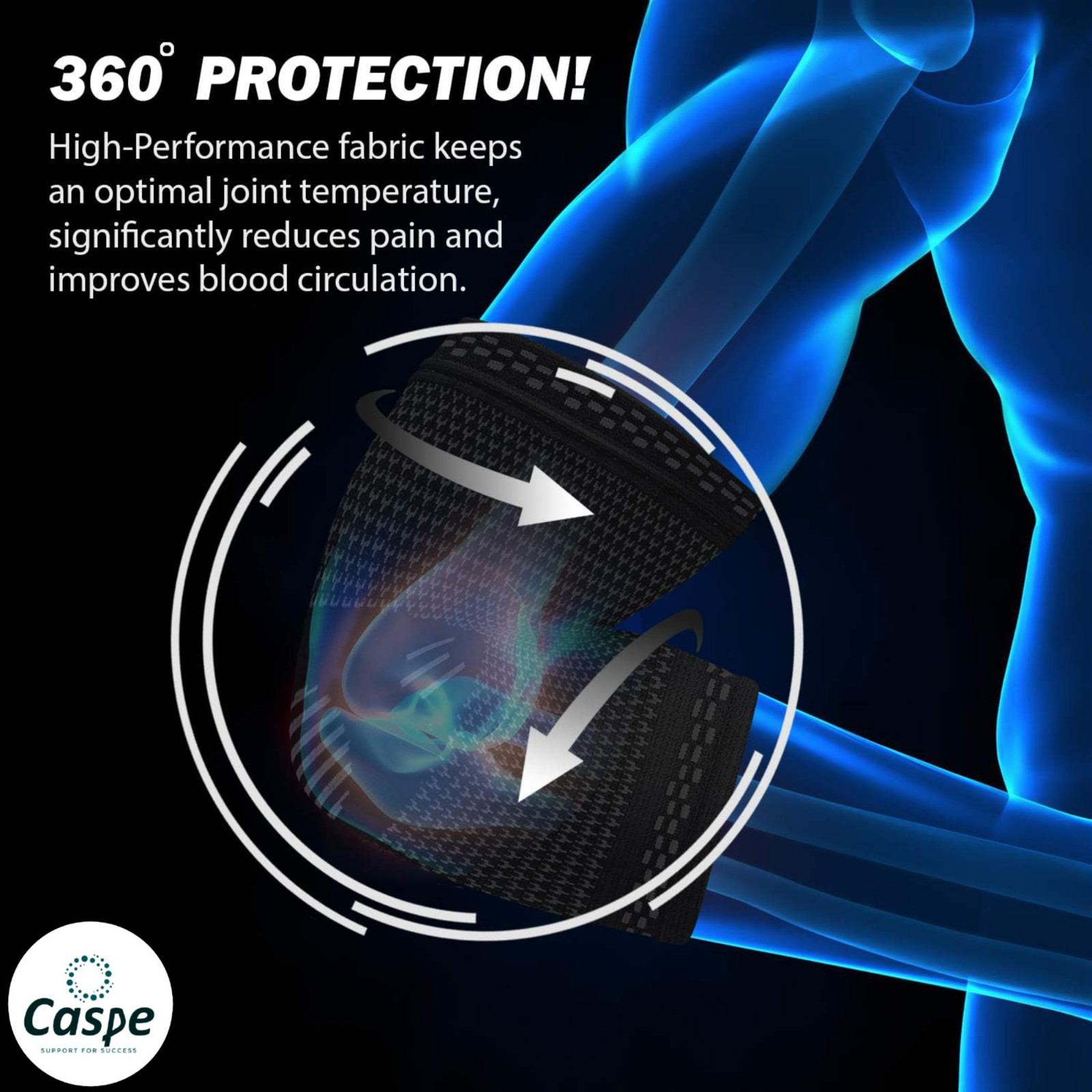 Caspe 2-Pack Elbow Sleeve Brace Wrap Adjustable Support Arm Arthritis Tendonitis