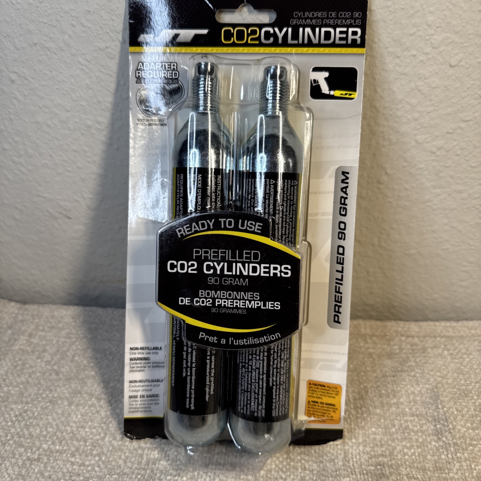 JT Prefilled C02 Cylinders 90gram 2 Pack Ready To Use For Paintball