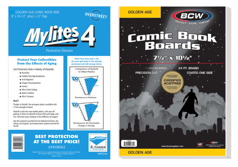 Archival Set 50 E Gerber Mylites 4 Mil Mylar Golden Age Bags & 50 BCW Boards
