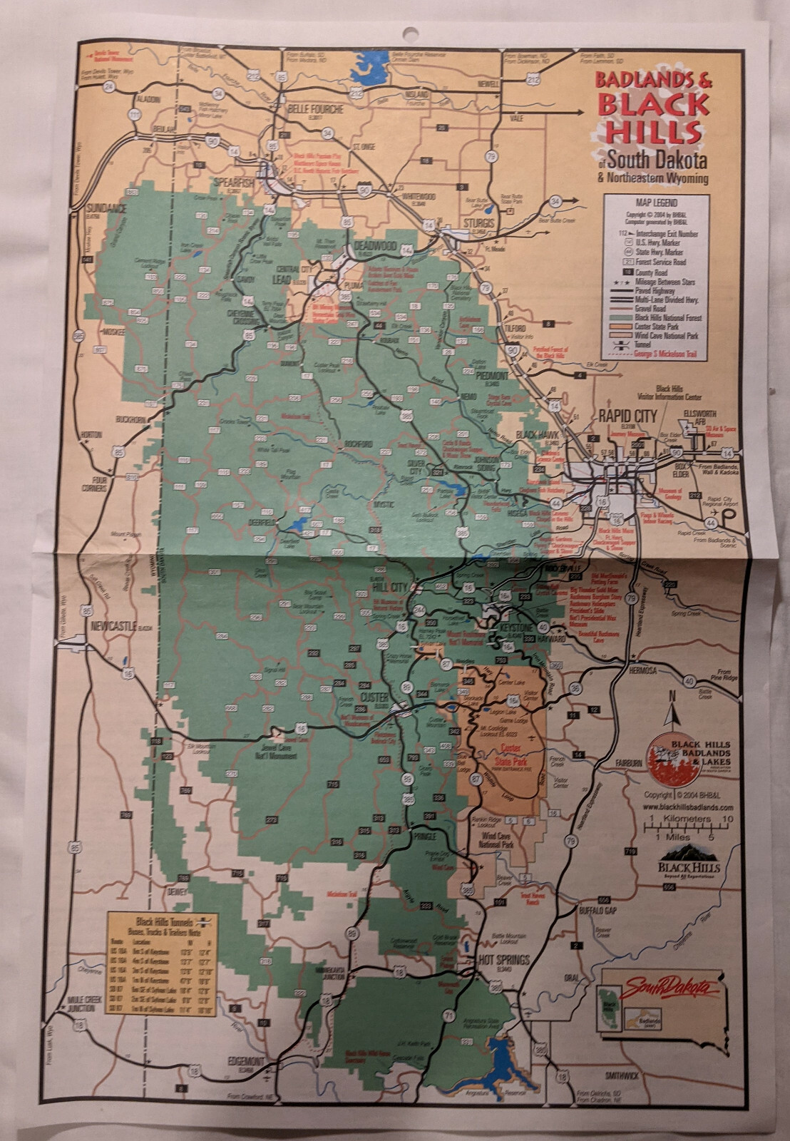 Badlands and Black Hills 2004 Map