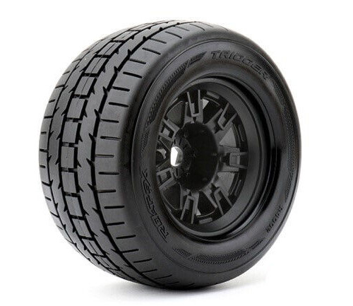 Trigger 1/8 Racing WHEELS & TIRES Street Tread (2PC) *Assembled* -BLACK -
