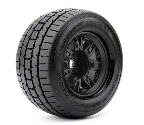 Trigger 1/8 Racing WHEELS & TIRES Street Tread (2PC) *Assembled* -BLACK -