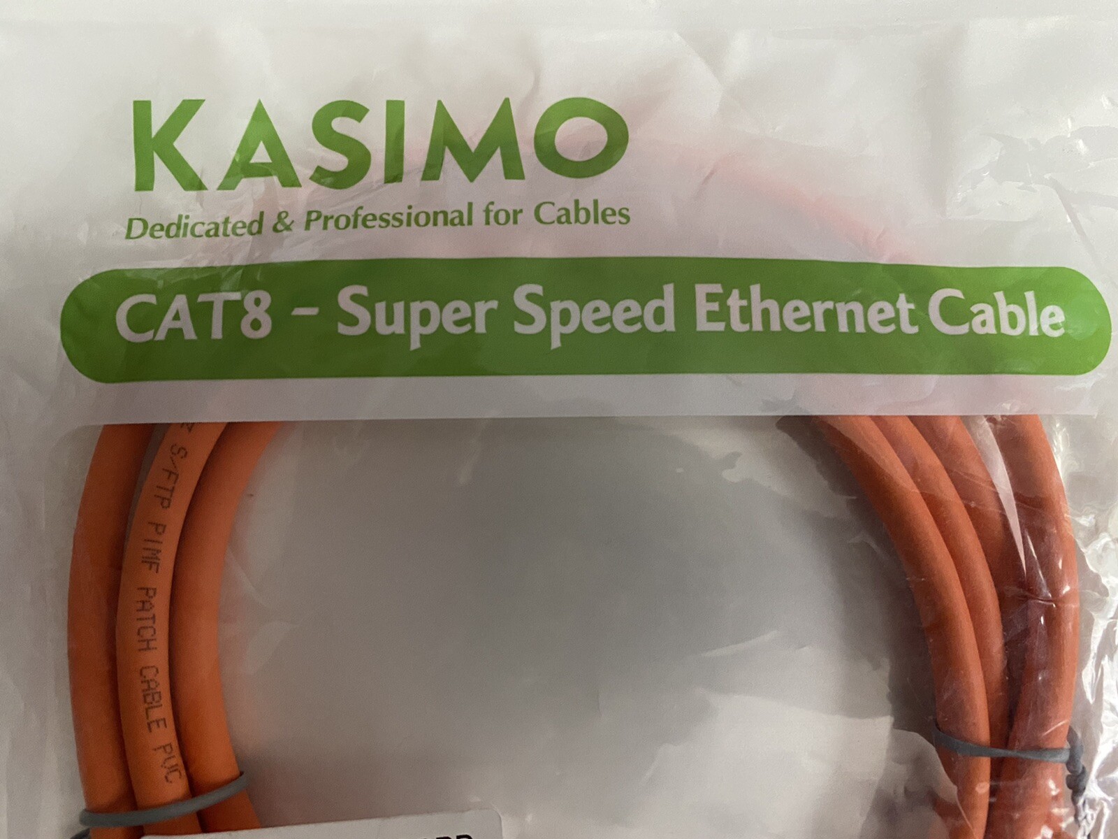 Kasimo Cat8-Super Speed Ethernet Cable..5ft. SFTP Patch Cord Orange.