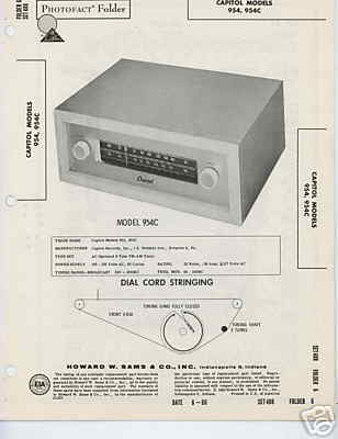 Capitol 954, 954C Tuners-Sams Photofact Tech Docs