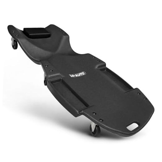 Mechanic Plastic Creeper with Dual Tool Trays, 48" Ergonomic Rolling Black