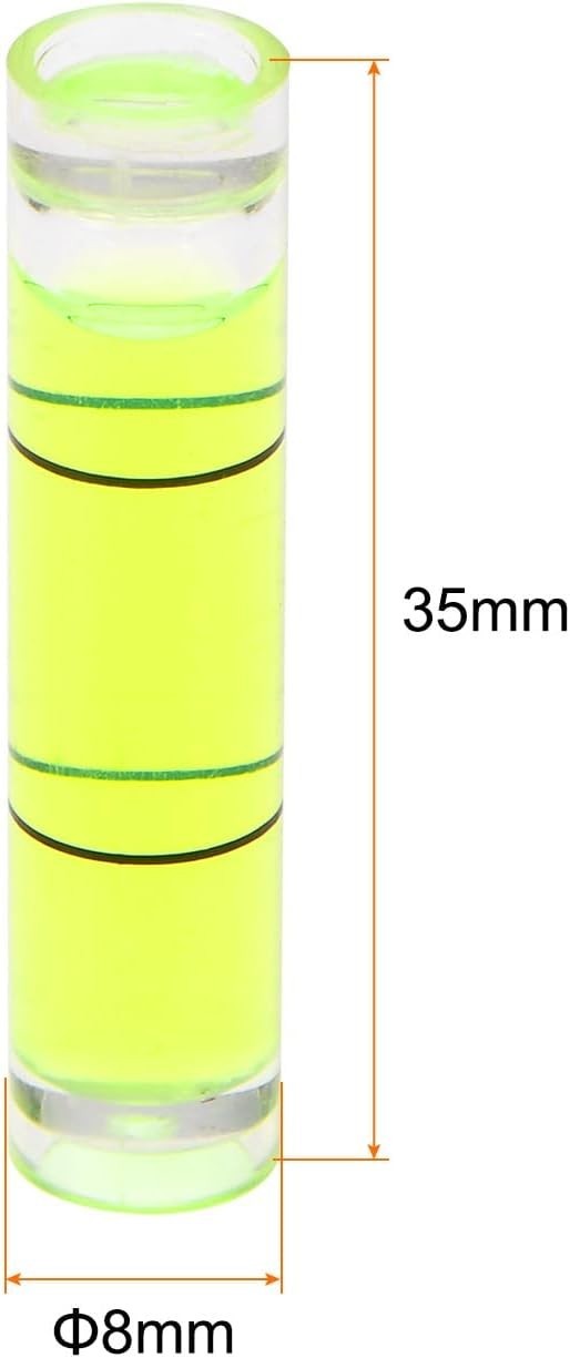 6pcs Small Cylindrical Bubble Level Vials 8x35mm PMMA Mini Horizontal Bubble ...