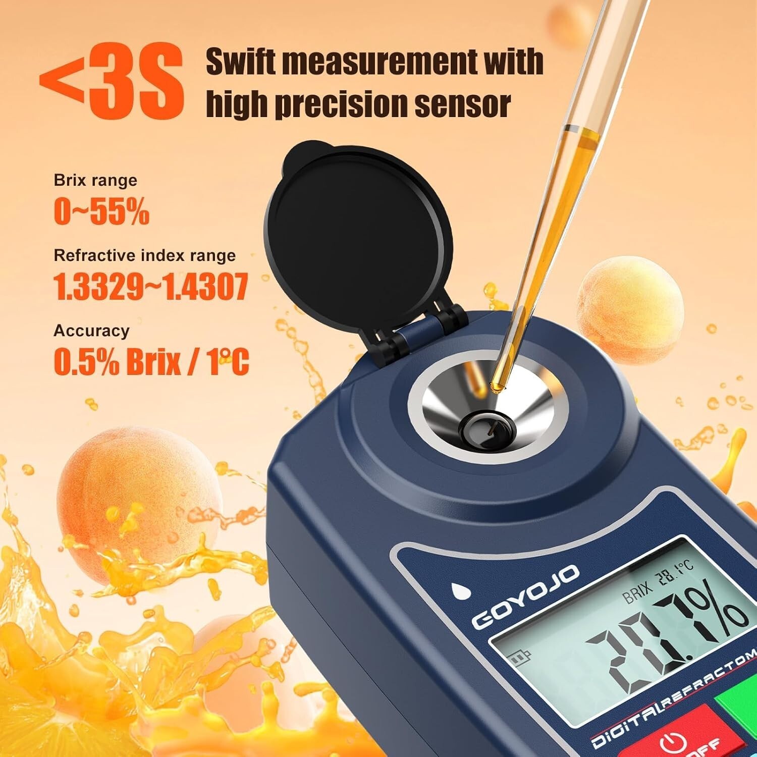 Refractometer - Digital Refractometer, 0-55% Range Brix Meter, ±0.5 Brix/1℃ A...