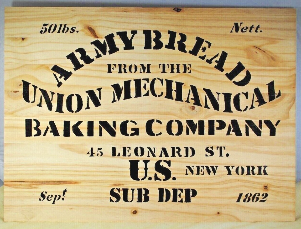 Union Mechanical Baking Company Bread/Hard Tac Box - Large Wood Box - Civil War