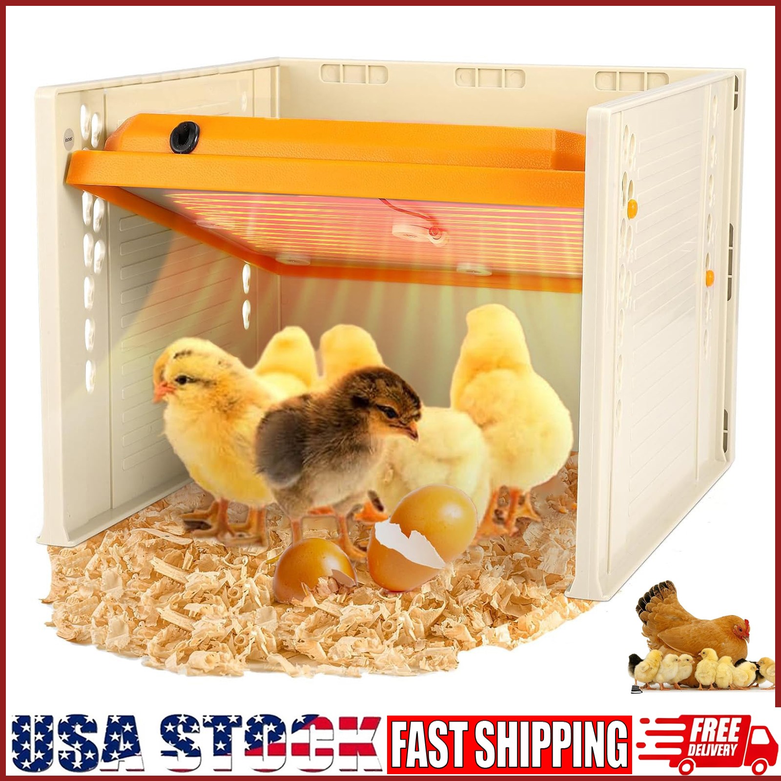 Brooder Heating Plate for Chicks with Adjustable Temperature & Height 10" x 10"
