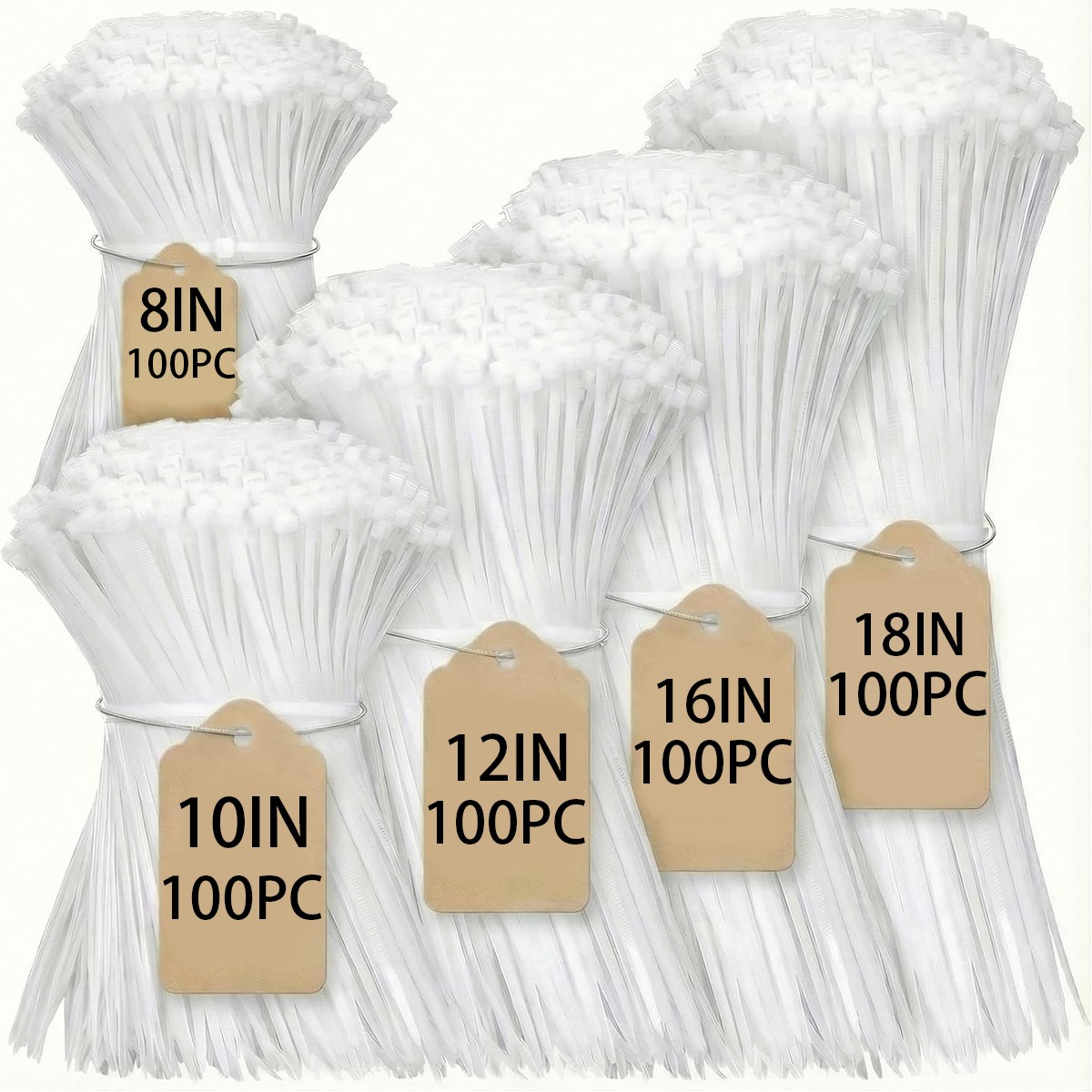500 Pcs Heavy Duty Self-Locking Nylon Zip Ties Universal Cable Tie Buckle Holder