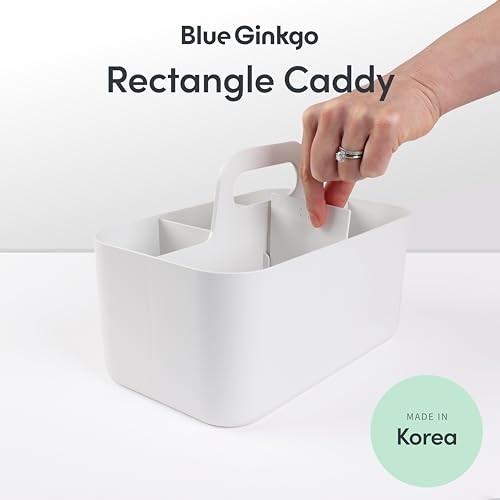 Stackable Organizer Caddy, Rectangle, White, Made in Korea | Portable.